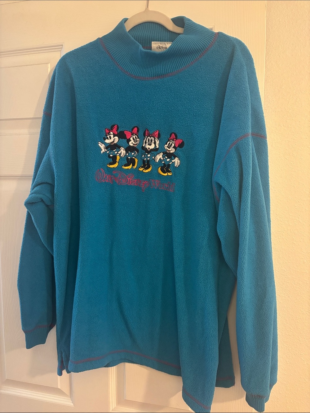 Vintage Disney Minnie Mouse Teal Fleece Pullover